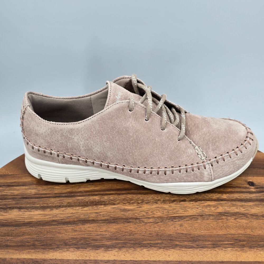 Skechers Shoes Womens 8 Taupe Suede Lace Up Low Top Athletic Walking Sneakers